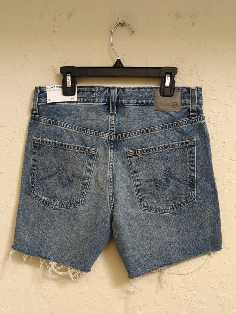 AG Jeans Myth Clove High-Rise Baggy Fit Button Fly Cut Off Shorts Size 25